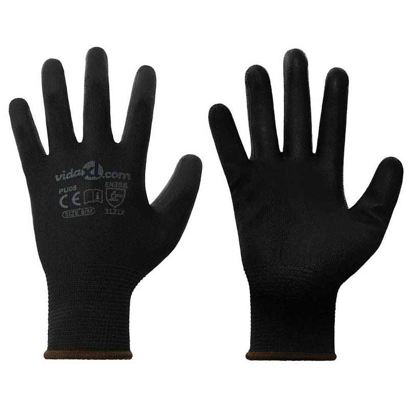 Vidaxl werkhandschoenen 12 pcs zwart 8 m polyester
