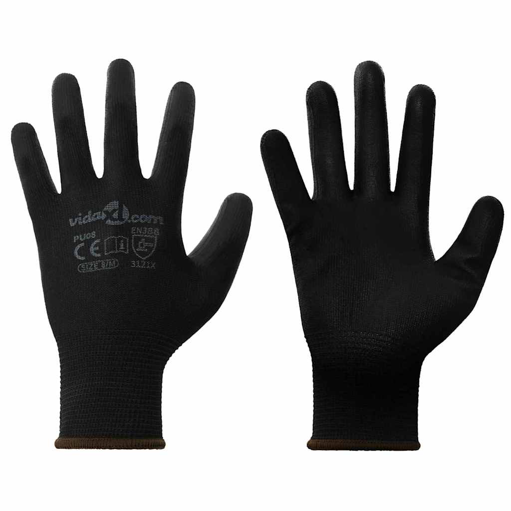 Vidaxl werkhandschoenen 24 pcs zwart 8 m polyester