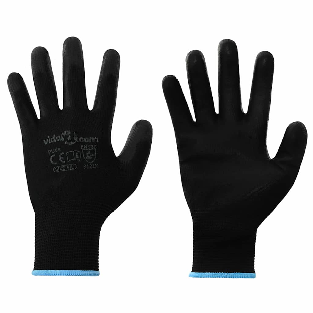 Vidaxl werkhandschoenen 24 pcs zwart 9 l polyester