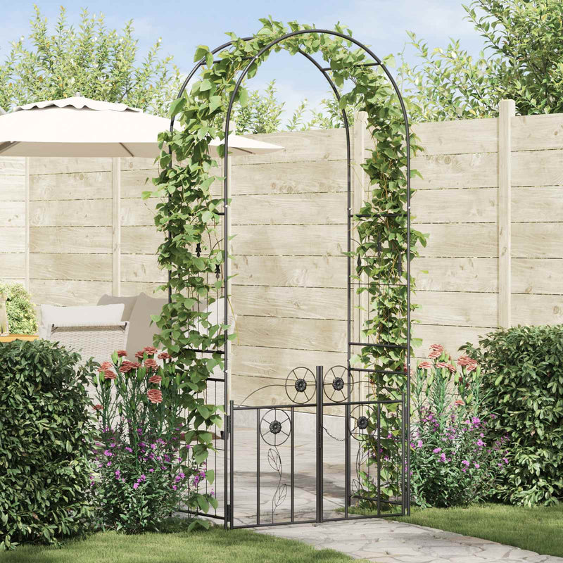 Arco da giardino VidaXL con serratura nero 102 x 50 x 218 cm