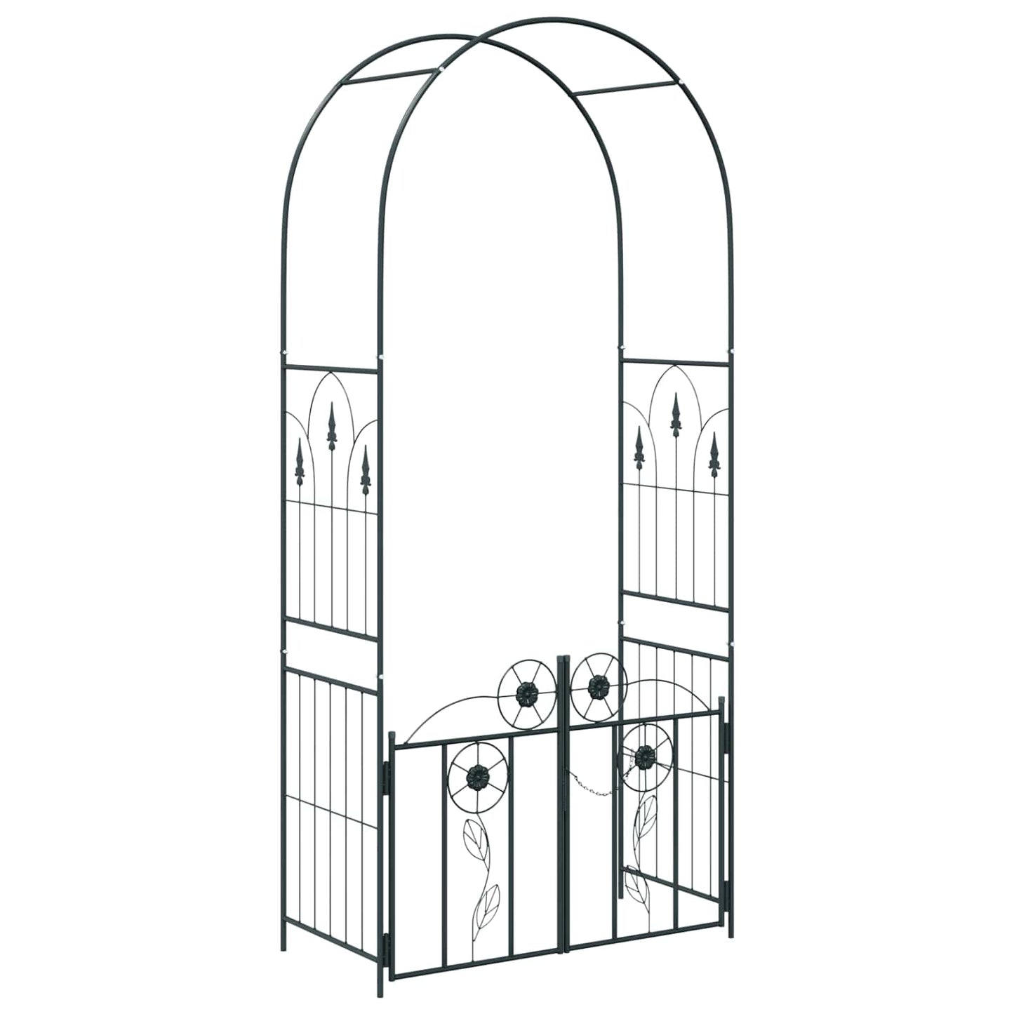 Arco da giardino VidaXL con serratura nero 102 x 50 x 218 cm
