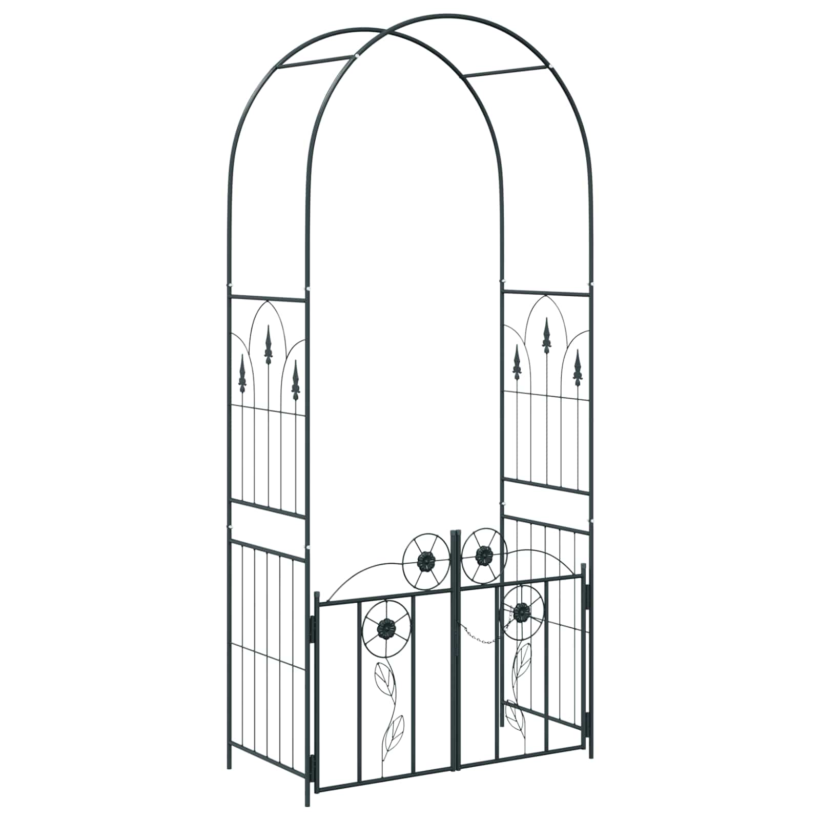 Arco da giardino VidaXL con serratura nero 102 x 50 x 218 cm
