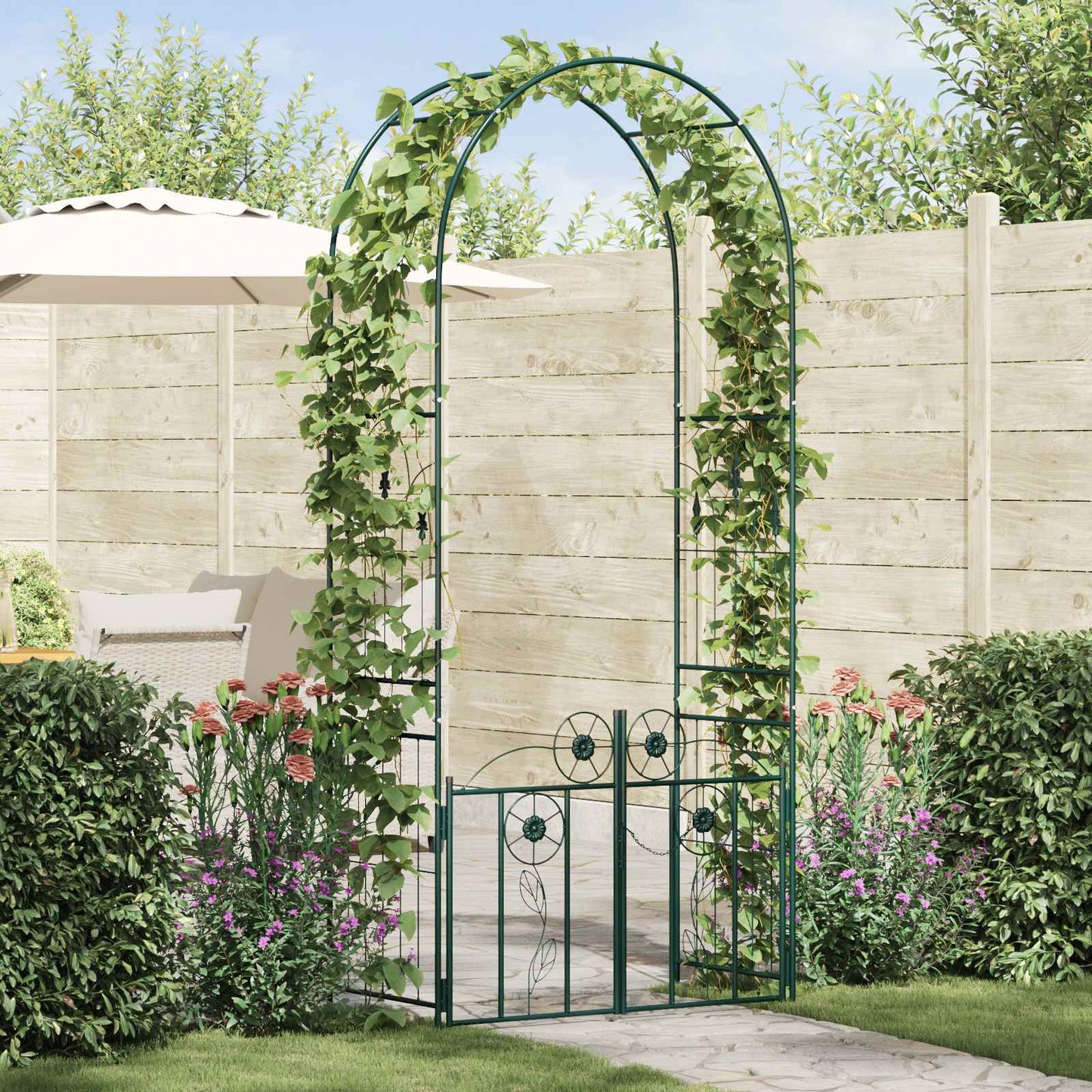 Arco da giardino Vidaxxl con serratura verde 102 x 50 x 218 cm