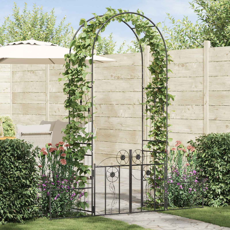 Arco da giardino Vidaxl con serratura nero 203 x 50 x 218 cm