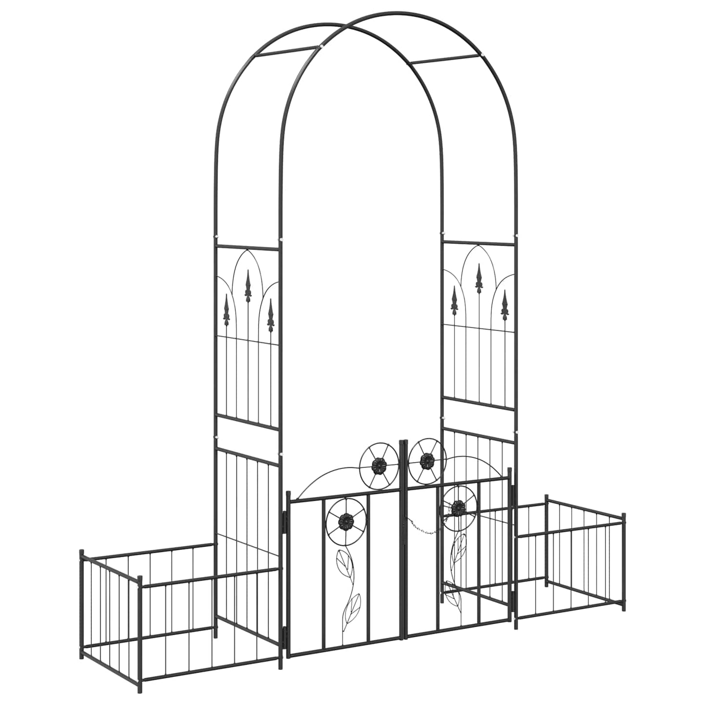 Arco da giardino Vidaxl con serratura nero 203 x 50 x 218 cm