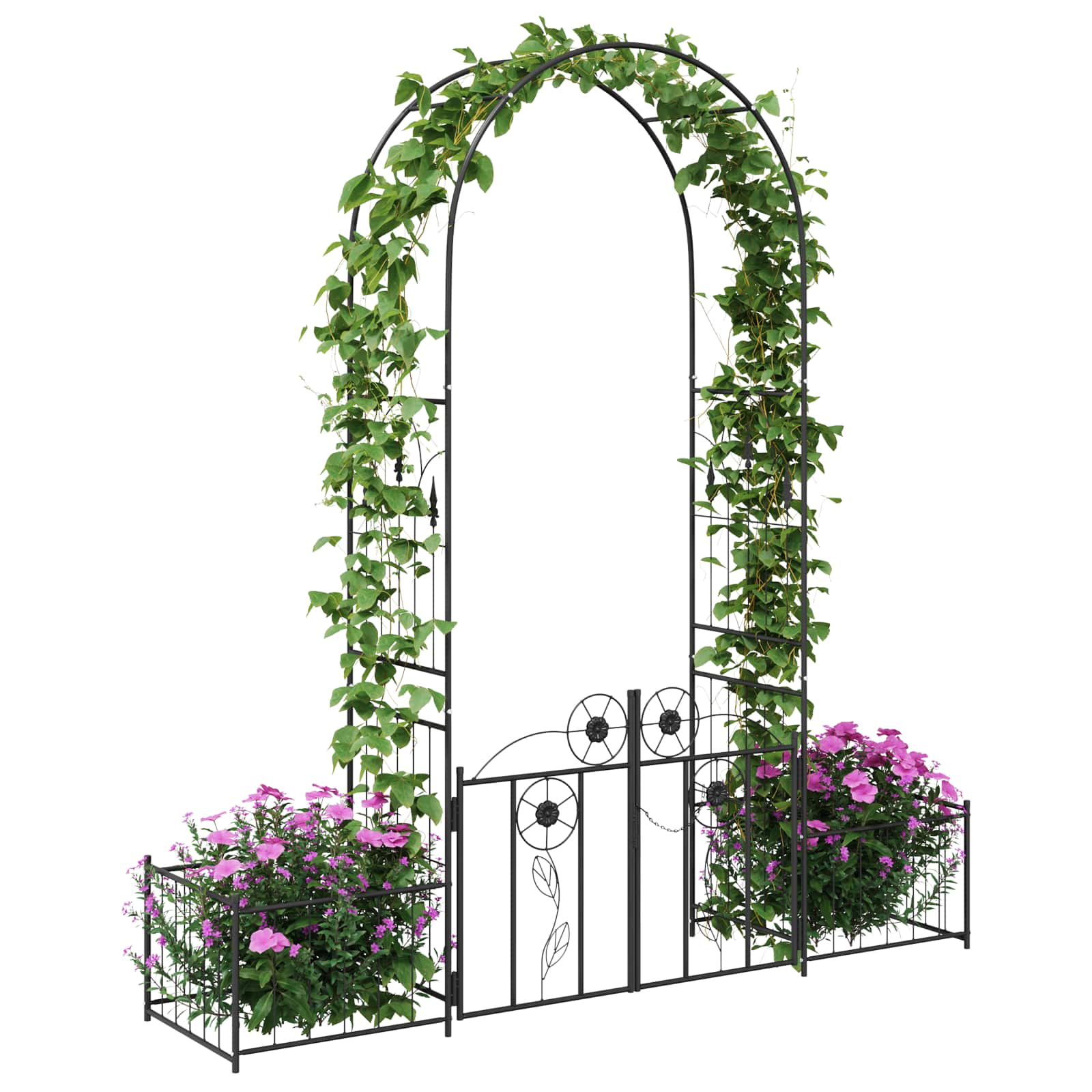 Arco da giardino Vidaxl con serratura nero 203 x 50 x 218 cm