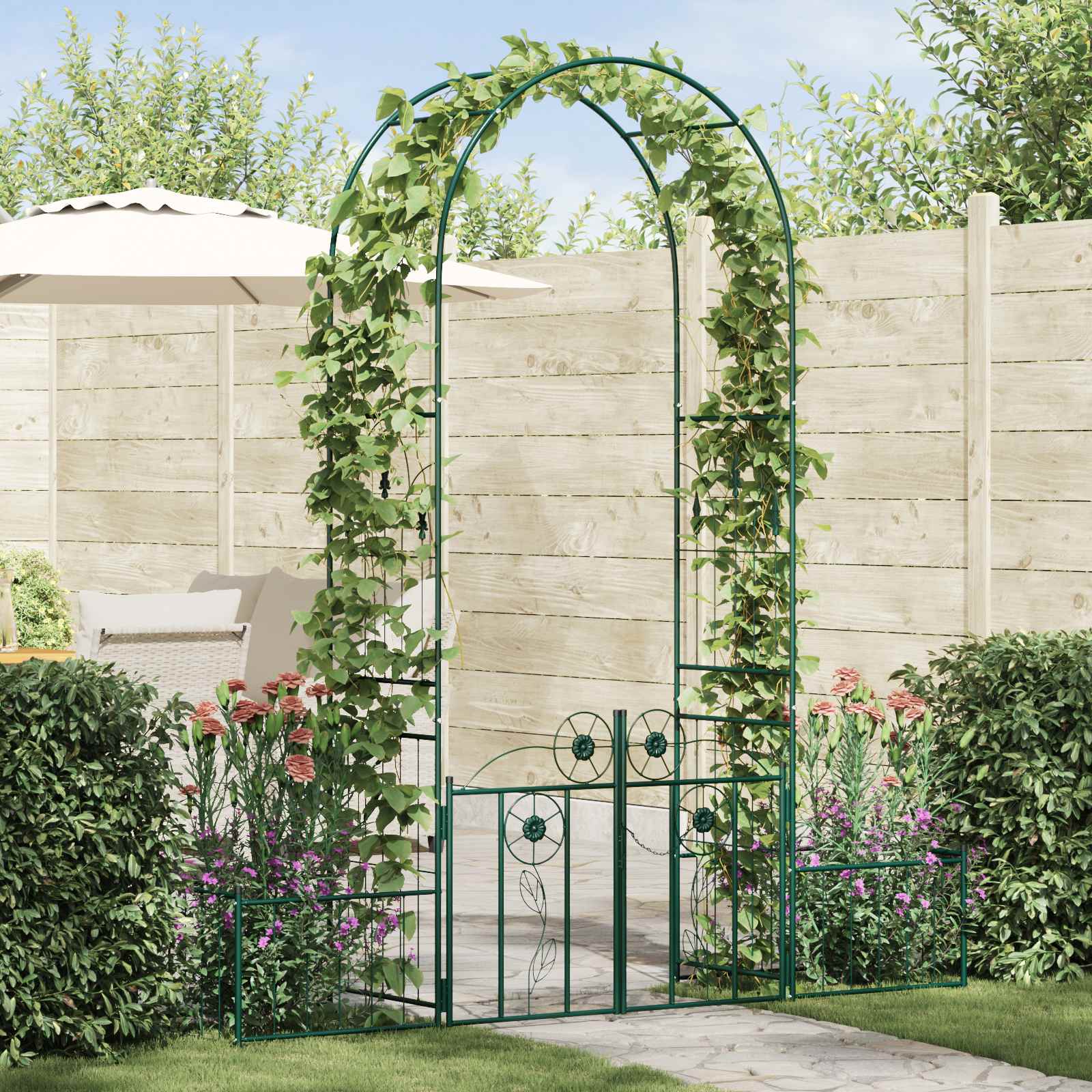 Arco da giardino Vidaxxl con serratura verde 203 x 50 x 218 cm