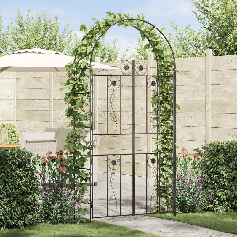 Vidaxl arco de jardín liso negro 115 x 37 x 226 cm