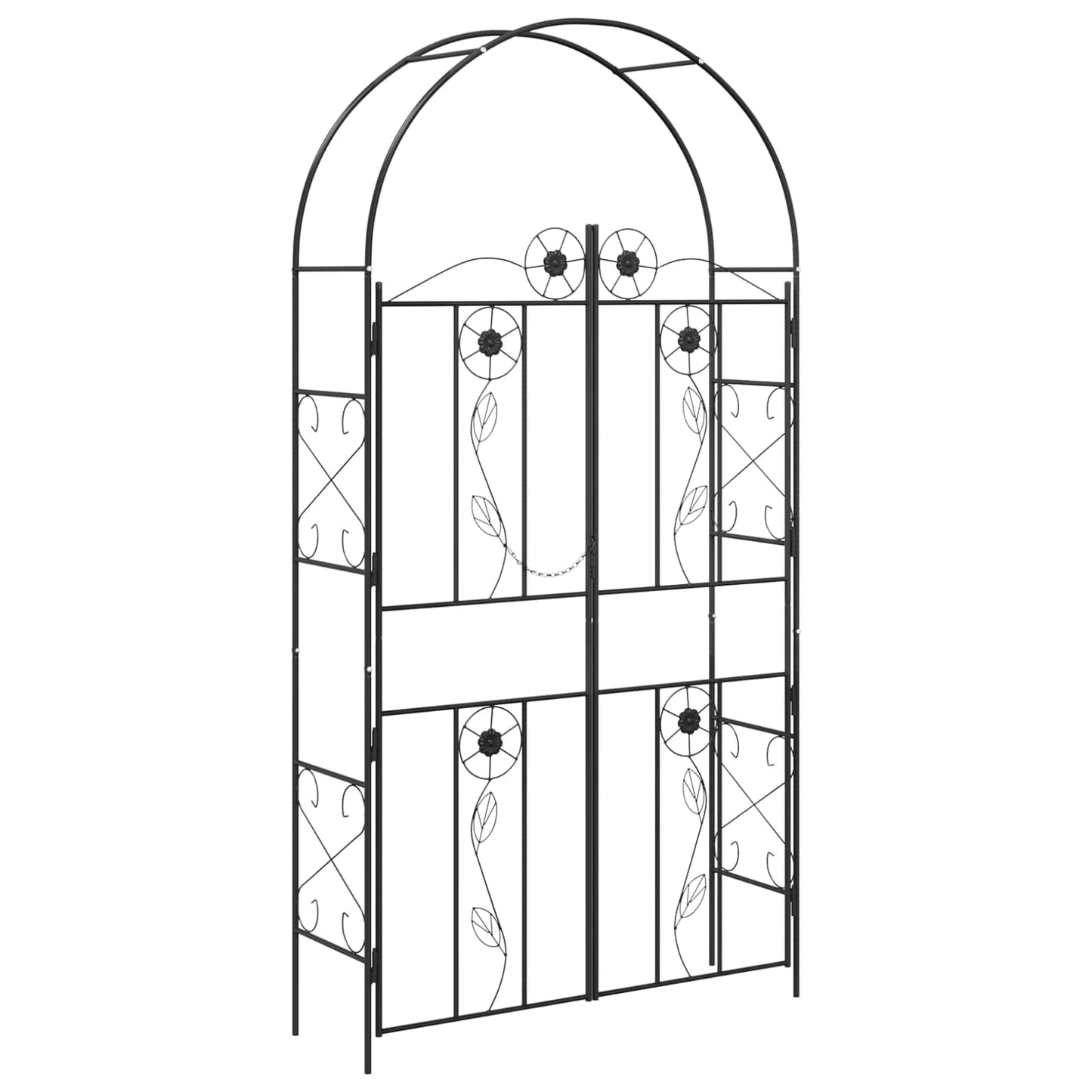 Vidaxl arco de jardín liso negro 115 x 37 x 226 cm