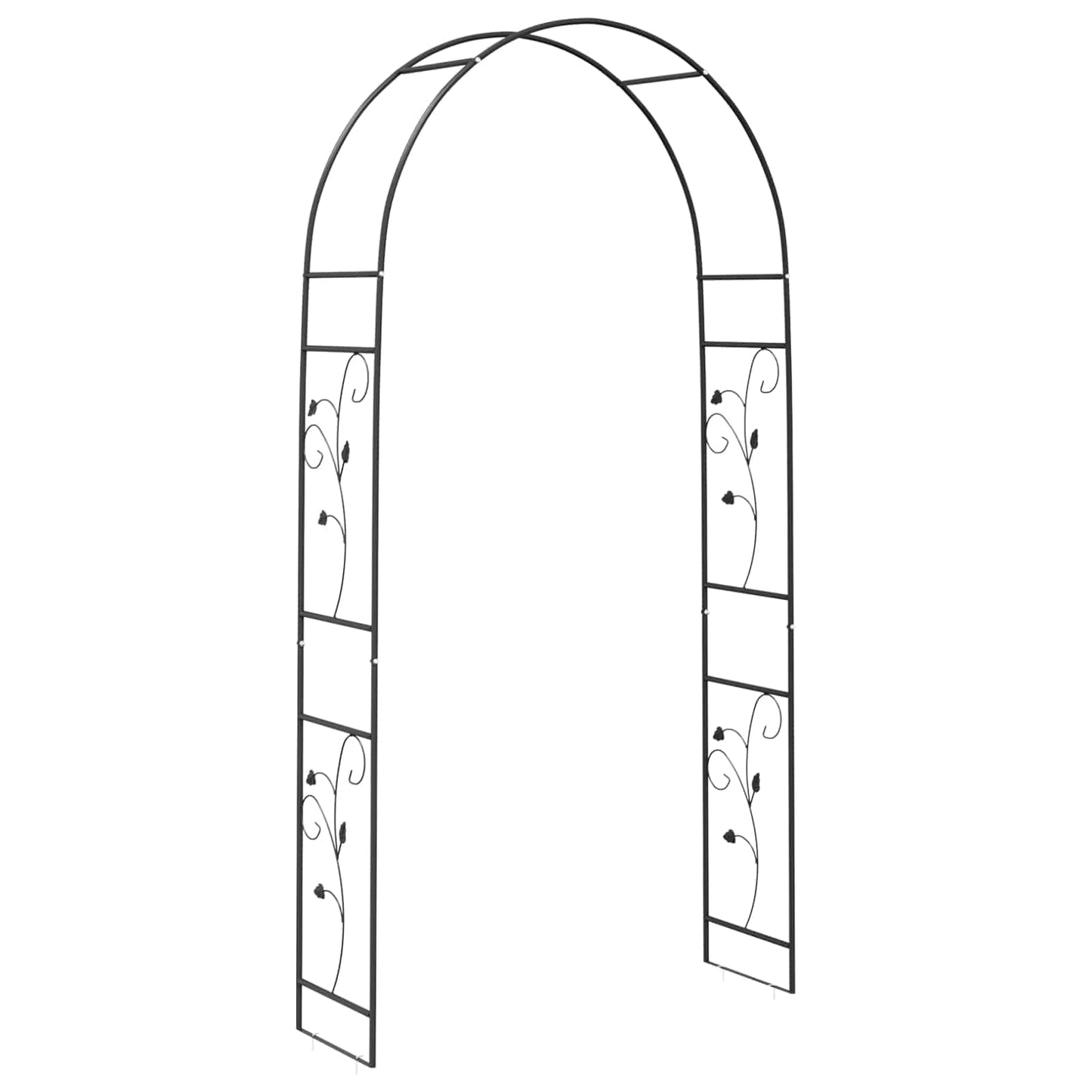 VidaXL Arco da giardino fiori nero 115 x 37 x 231 cm