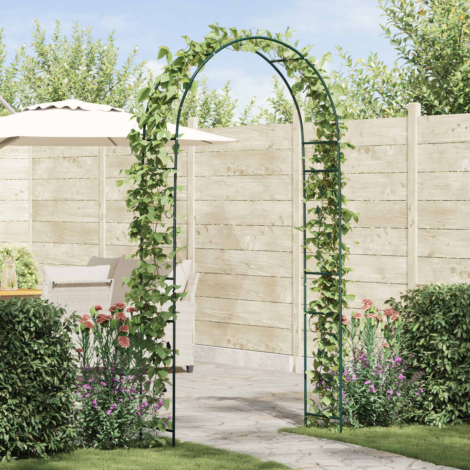 Vidaxl tuin boog bloemen groen 115 x 37 x 231 cm