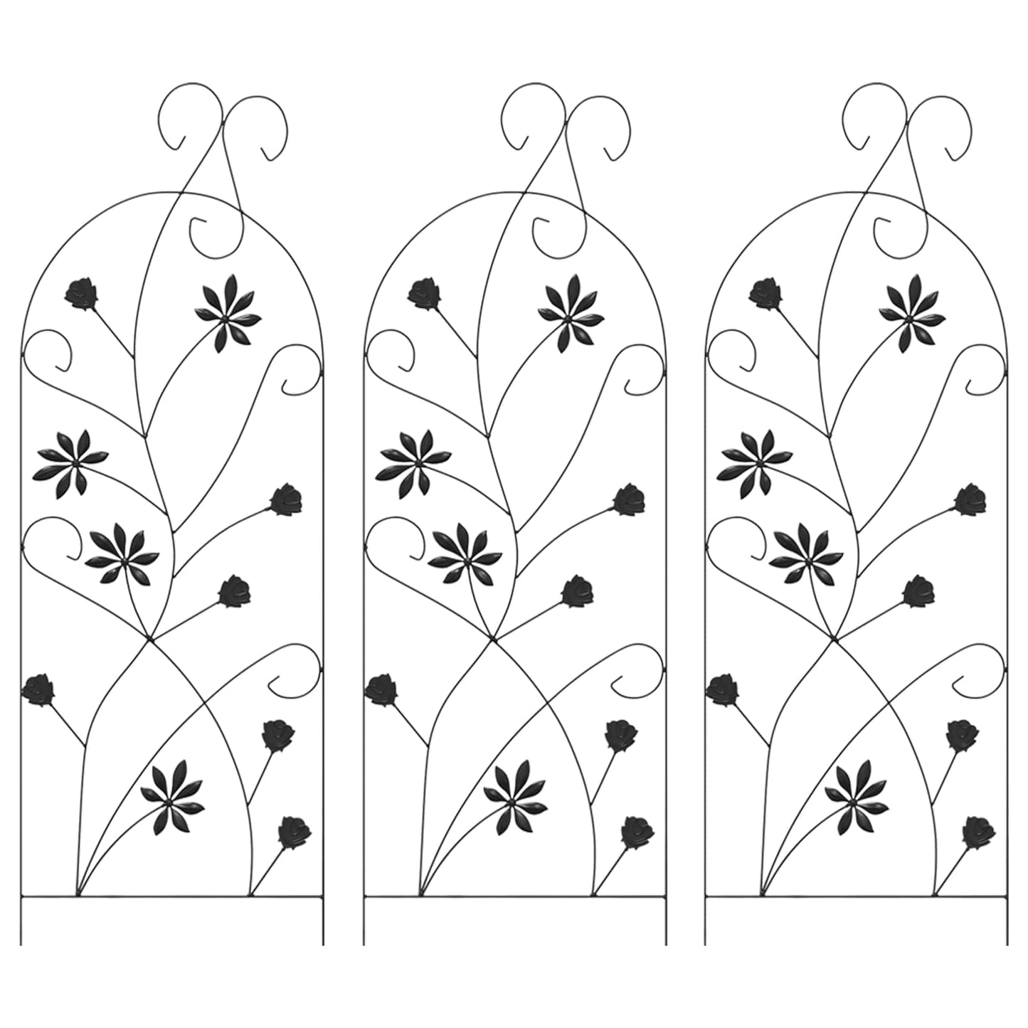 Cancello da giardino Vidaxl con serratura 3 pezzi nero 112 x 39,5 cm in acciaio