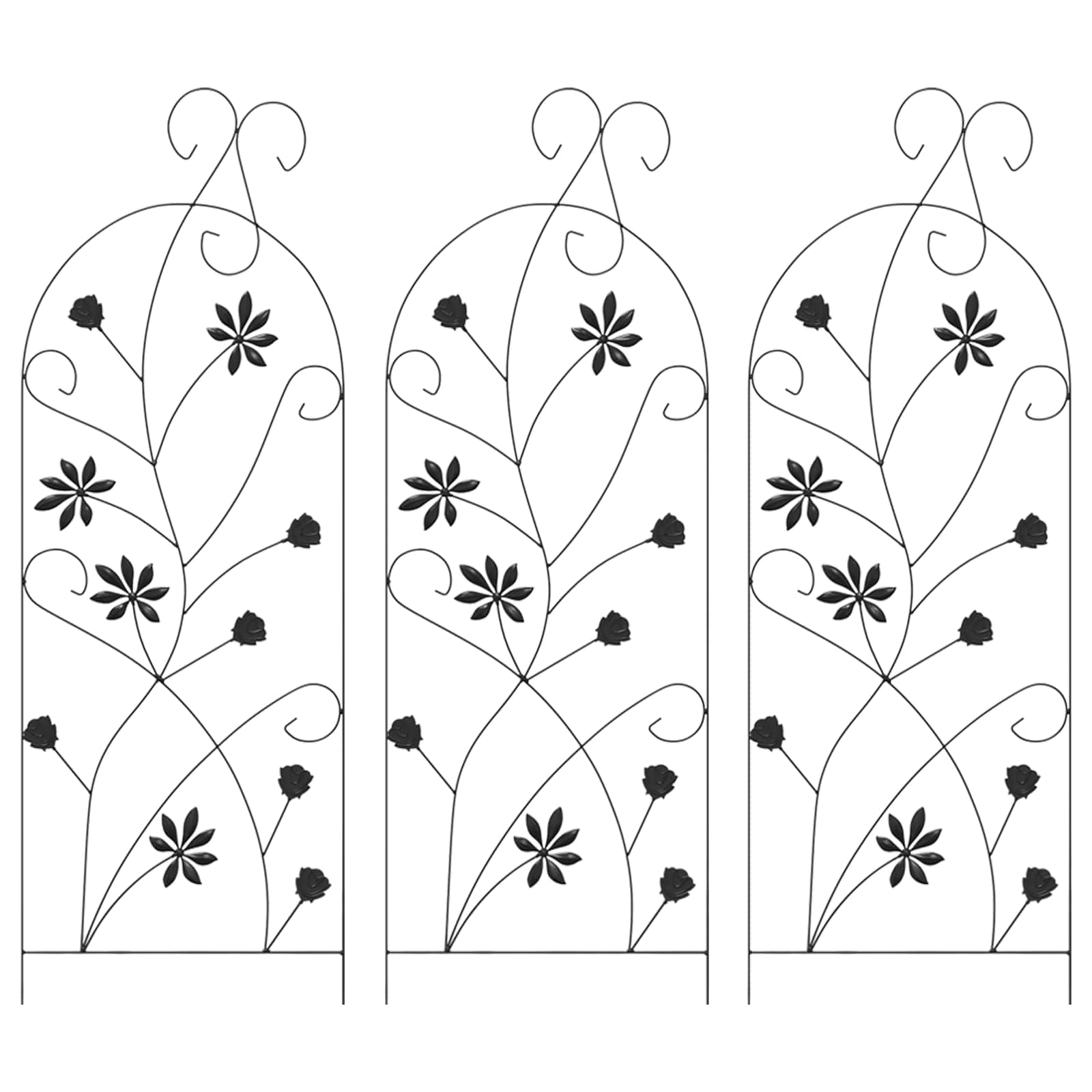 Cancello da giardino Vidaxl con serratura 3 pezzi nero 112 x 39,5 cm in acciaio