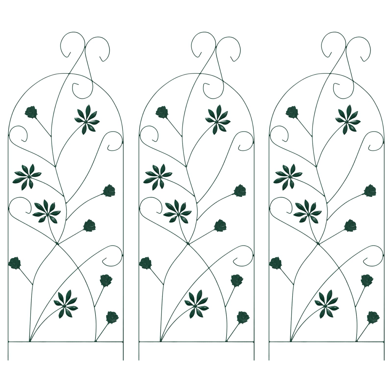Vidaxl tuinhek 3 pcs groen 112 x 39,5 cm staal