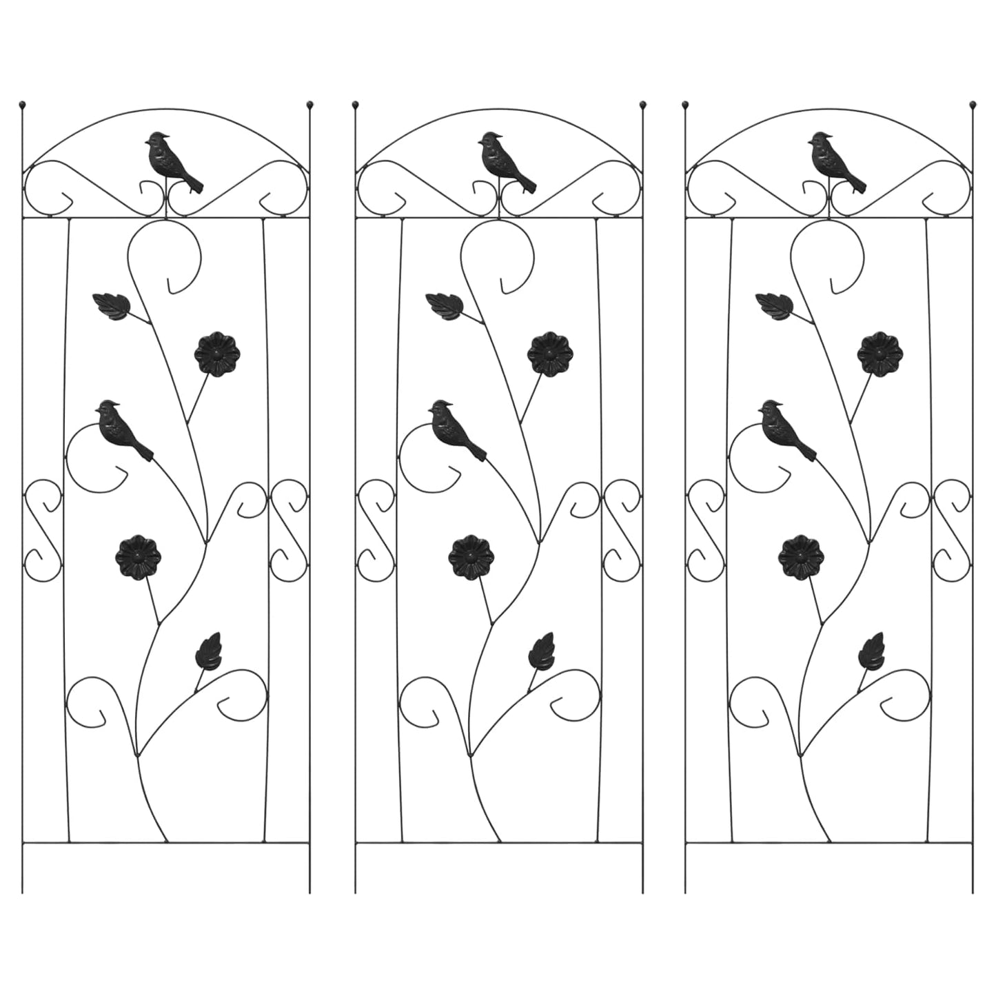 Vidaxl tuinhek 3 pcs zwart 110 x 40 cm staal
