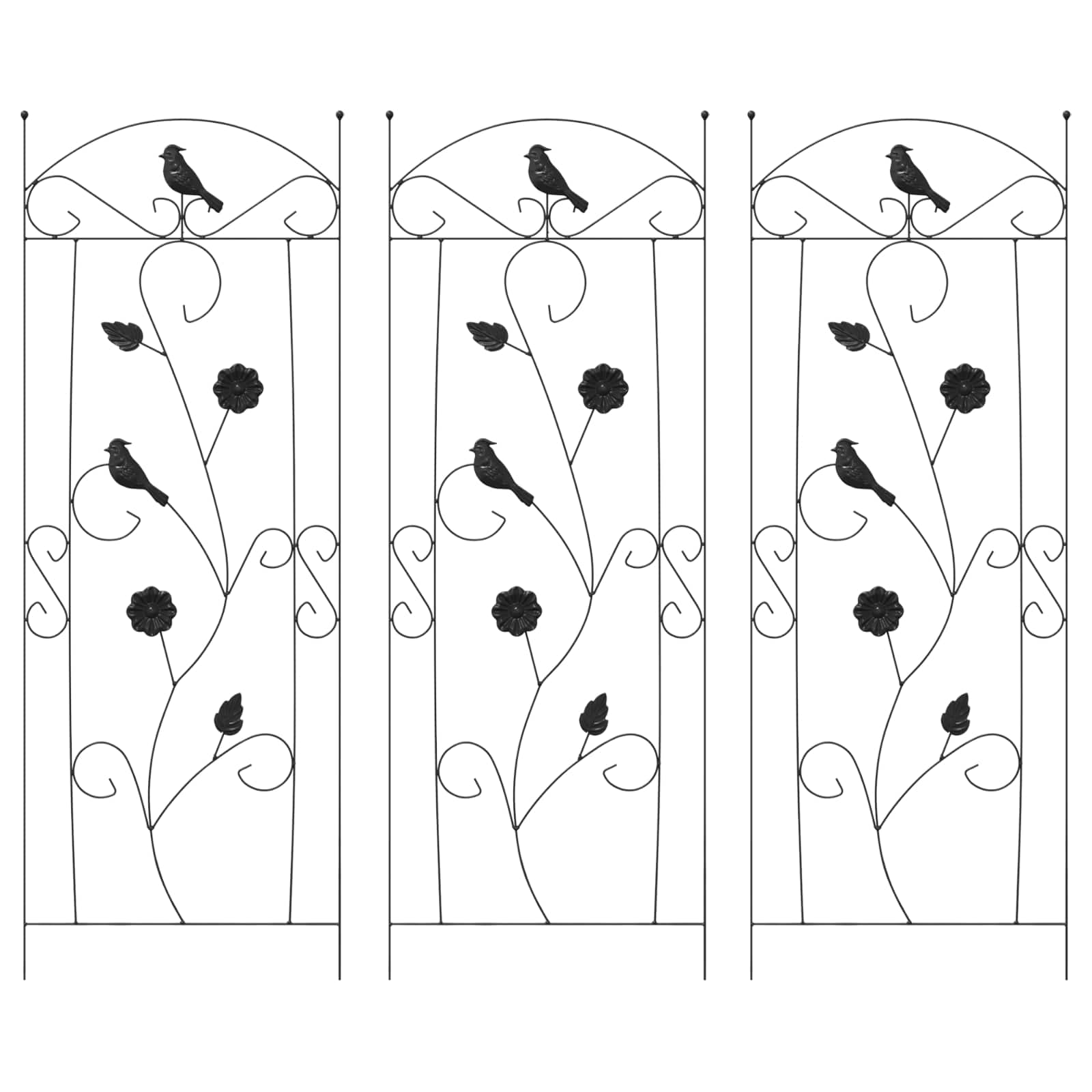 Vidaxl tuinhek 3 pcs zwart 110 x 40 cm staal
