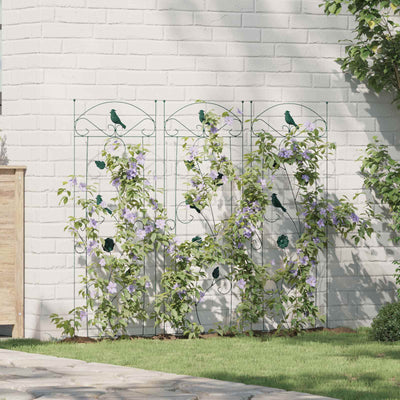 Valla de jardín vidaxl 3 piezas verde 110 x 40 cm acero