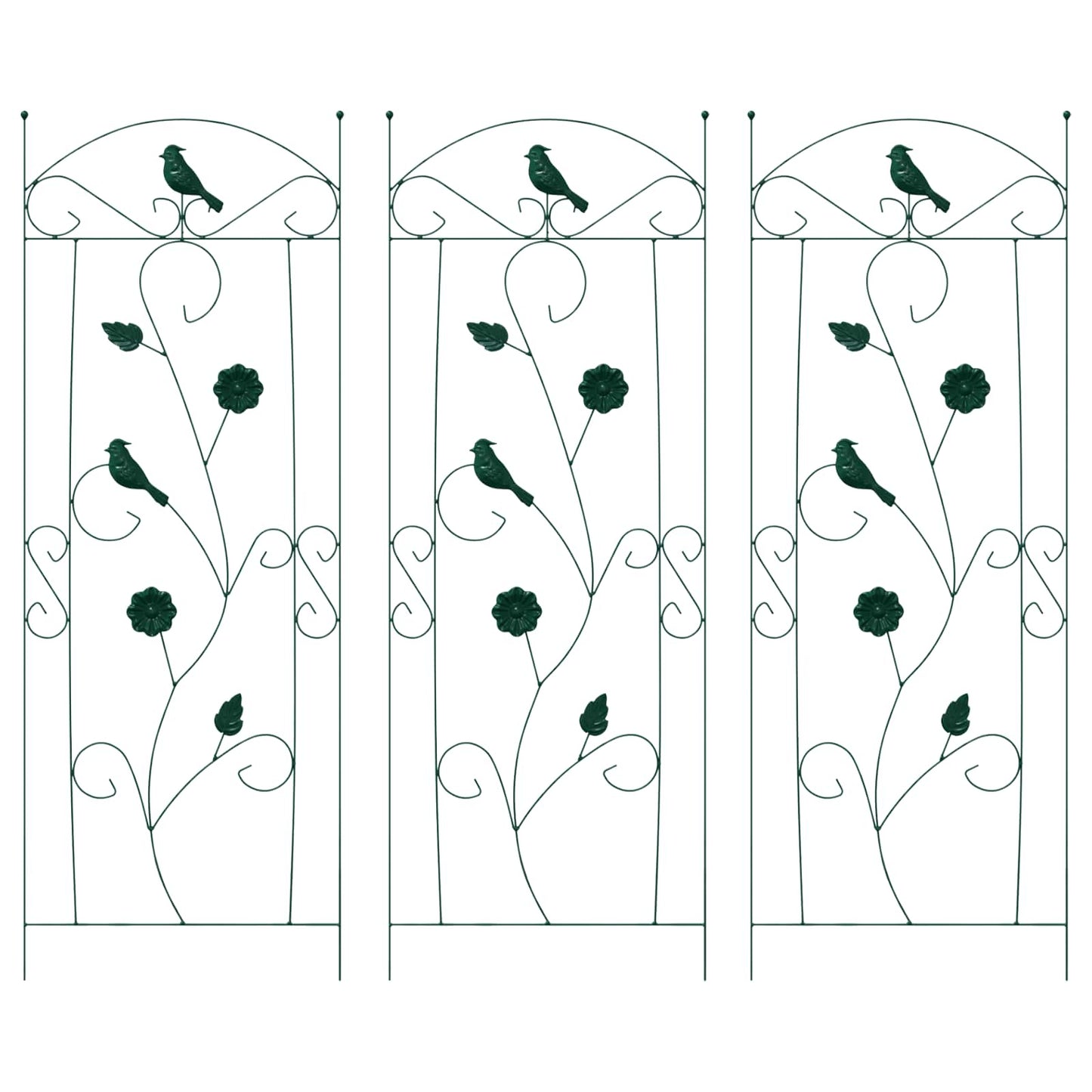 Vidaxl tuinhek 3 pcs groen 110 x 40 cm staal