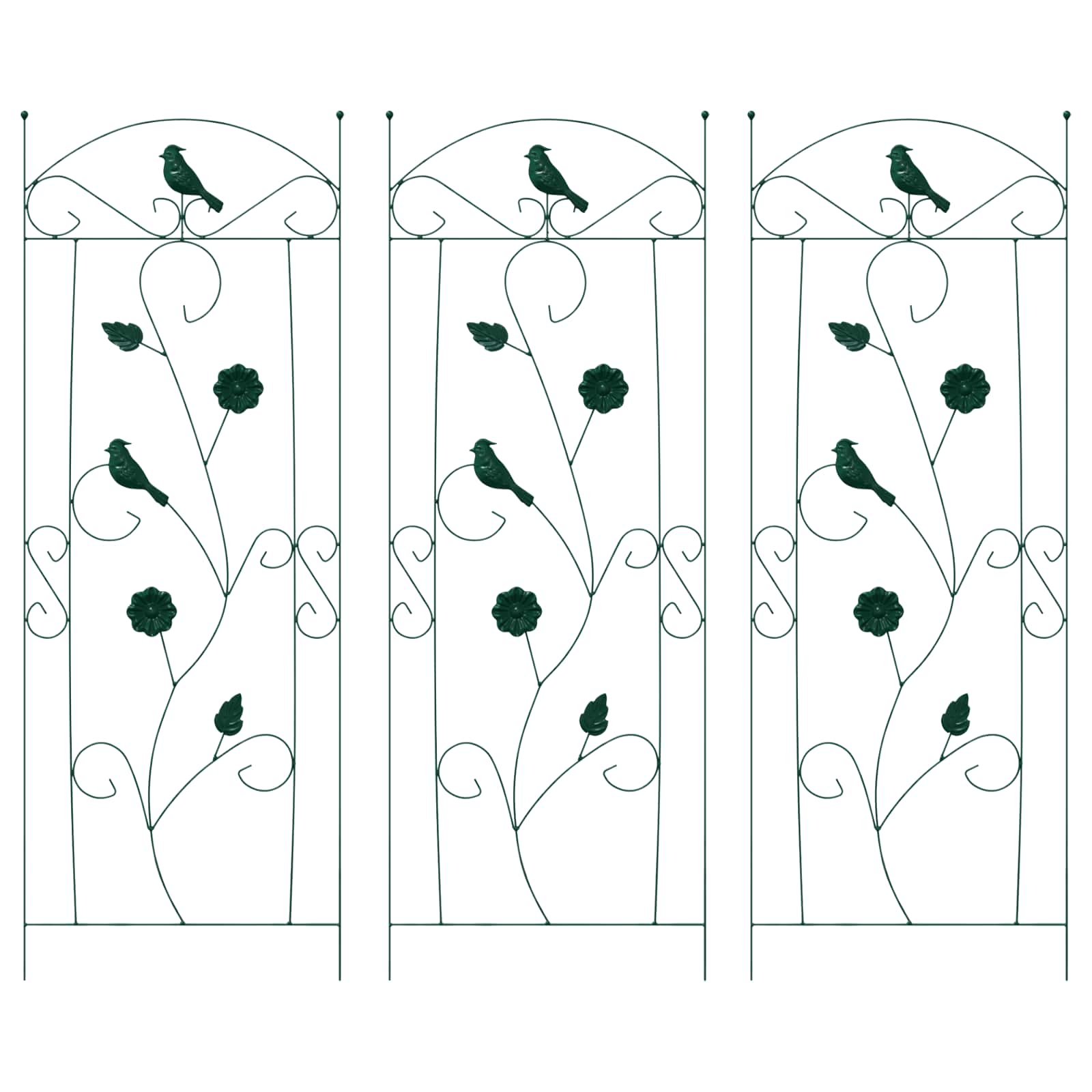 Vidaxl tuinhek 3 pcs groen 110 x 40 cm staal
