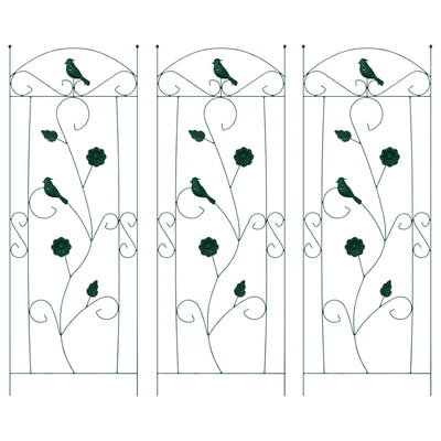 Valla de jardín vidaxl 3 piezas verde 110 x 40 cm acero