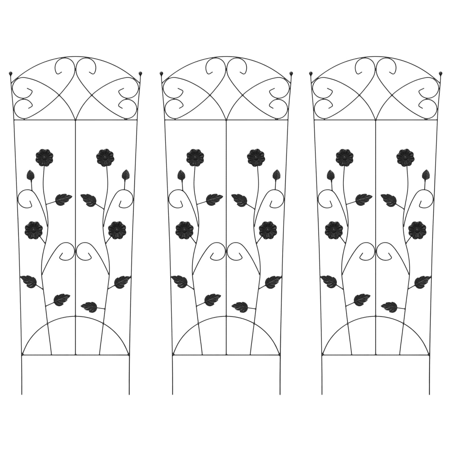 Vidaxl tuinhek 3 pcs zwart 110,5 x 42,5 cm staal