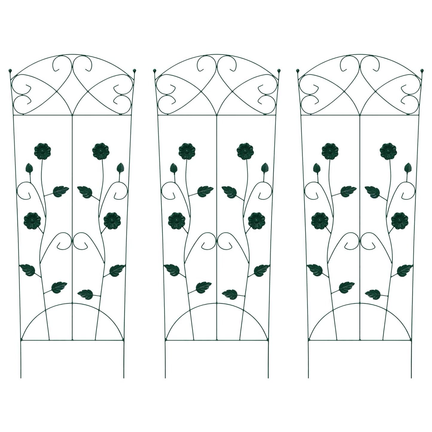 Vidaxl tuinhek 3 pcs groen 110,5 x 42,5 cm staal