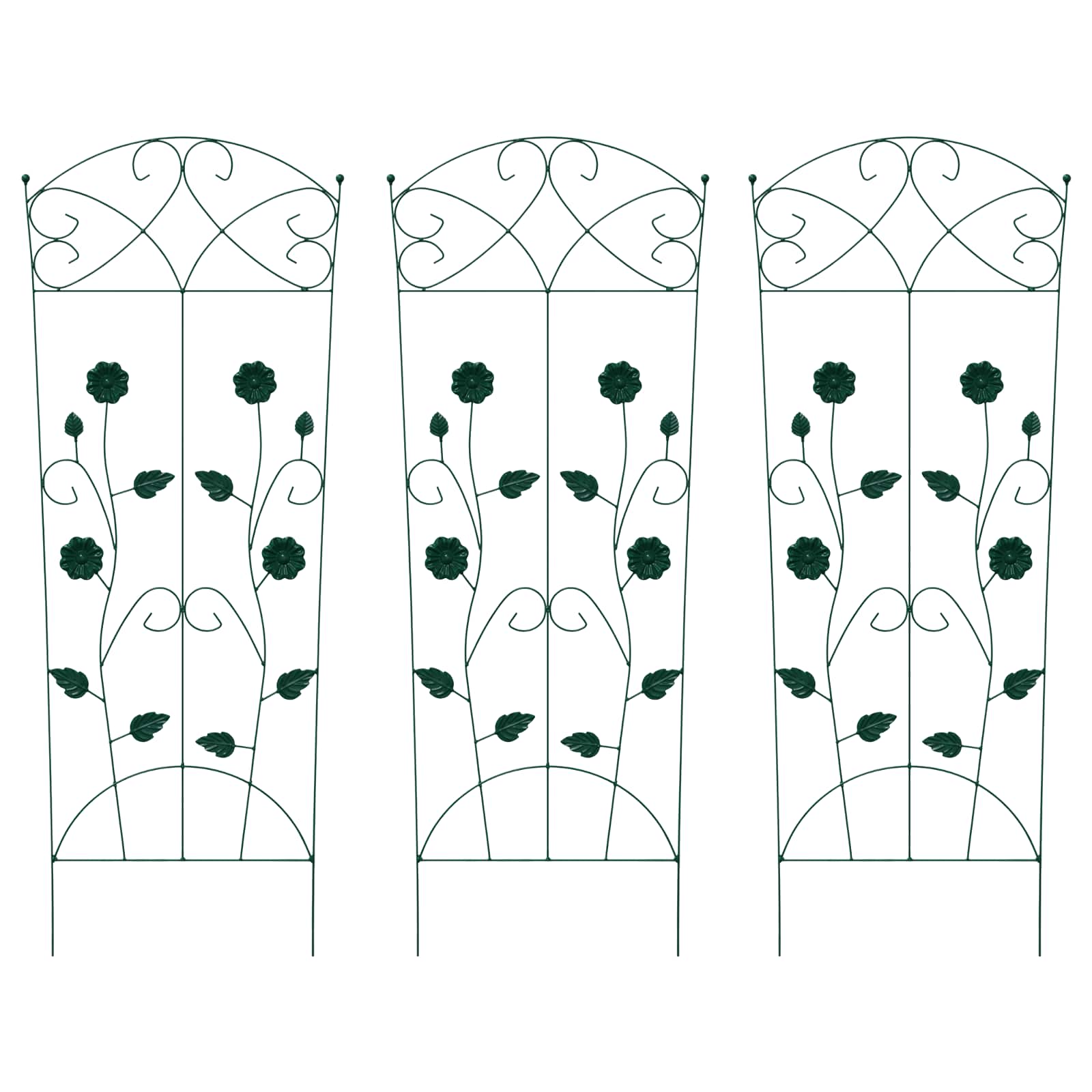 Vidaxl tuinhek 3 pcs groen 110,5 x 42,5 cm staal