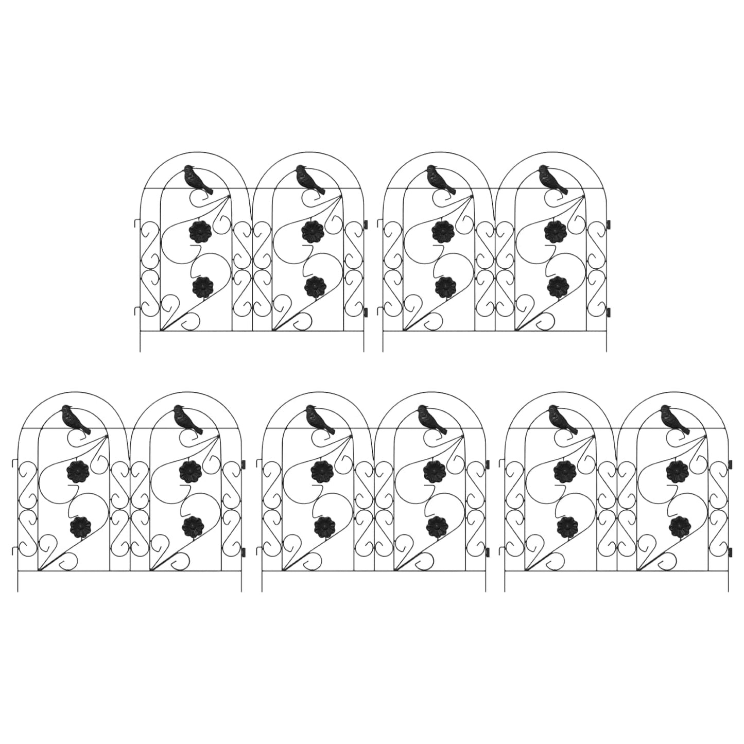 Vidaxl tuinhek latwerk zwart 308,5 x 54,5 x 0,3 cm