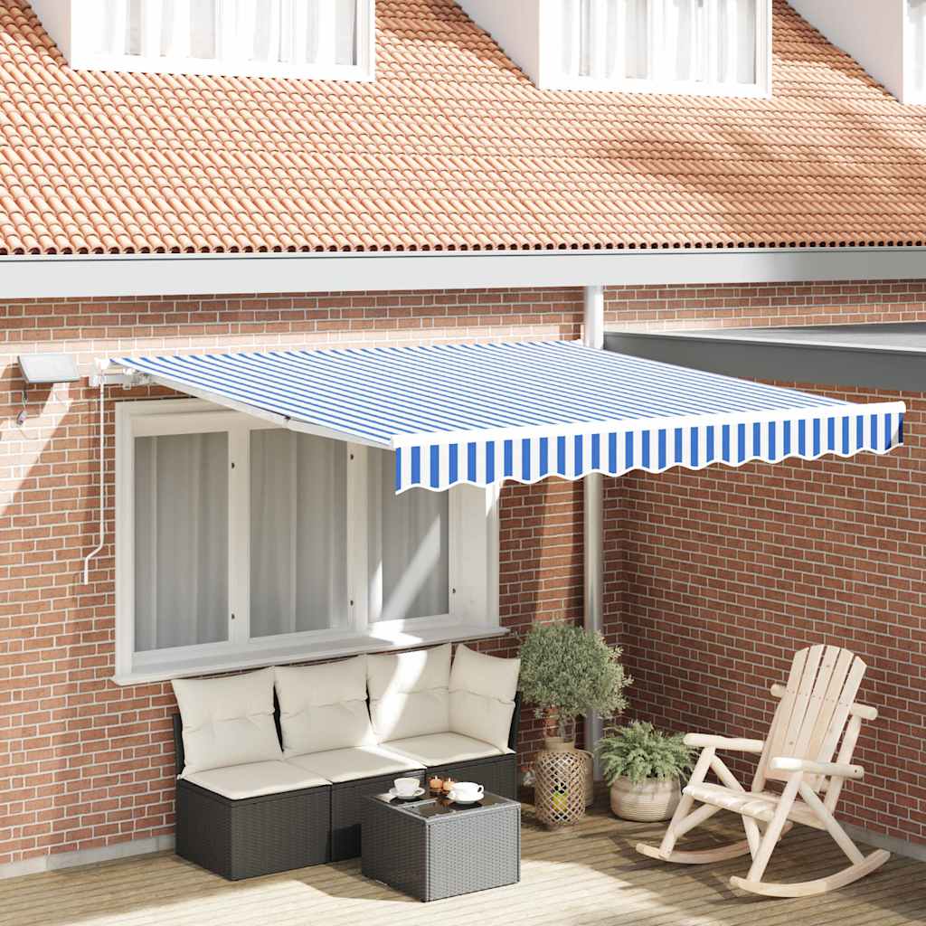Ombrellone pieghevole Vidaxx blu e bianco 350 x 250 cm