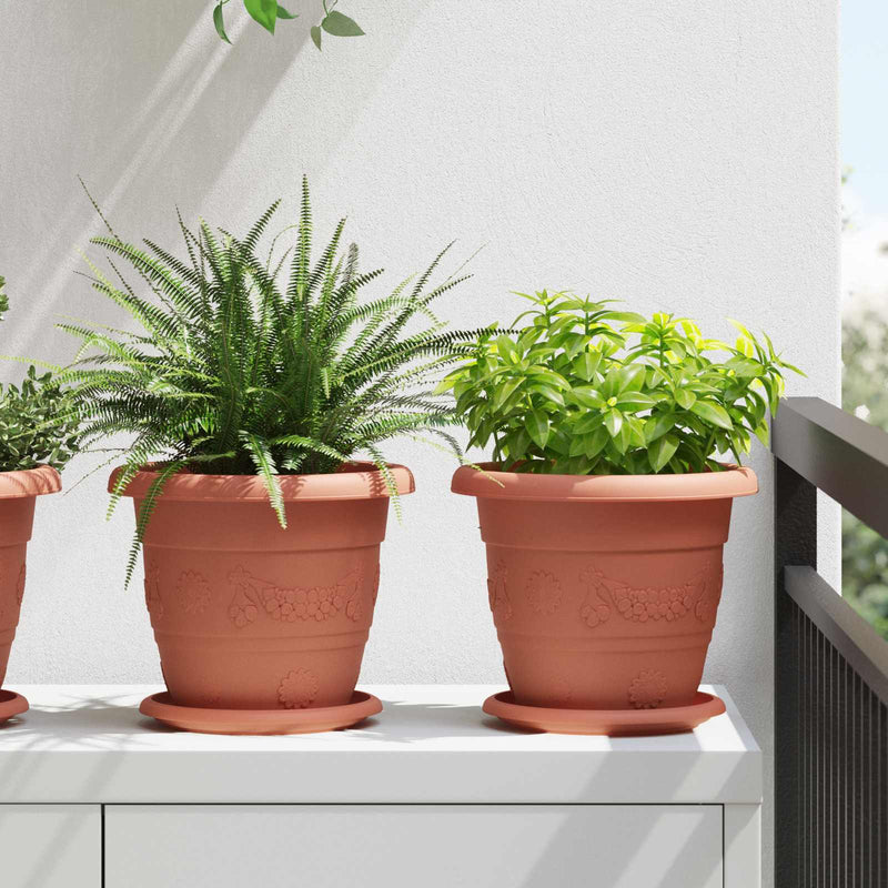 Vasi per piante Vidaxl 6 pz rosso mattone ø 26 x 21,5 cm in plastica