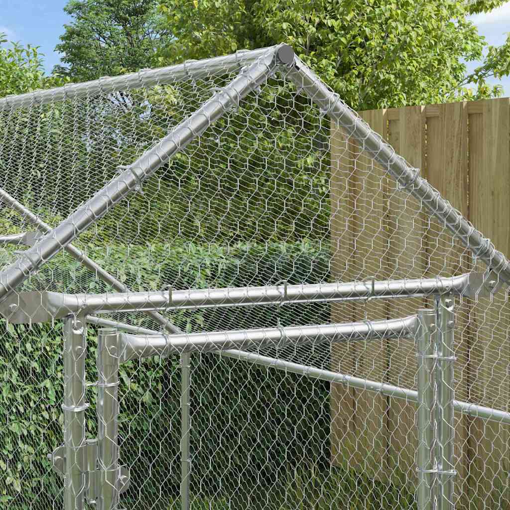 Vidaxl kippenhok zilver 400x170x177cm gegalvaniseerd staal