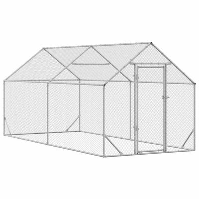 Vidaxl kippenhok zilver 400x170x177cm gegalvaniseerd staal