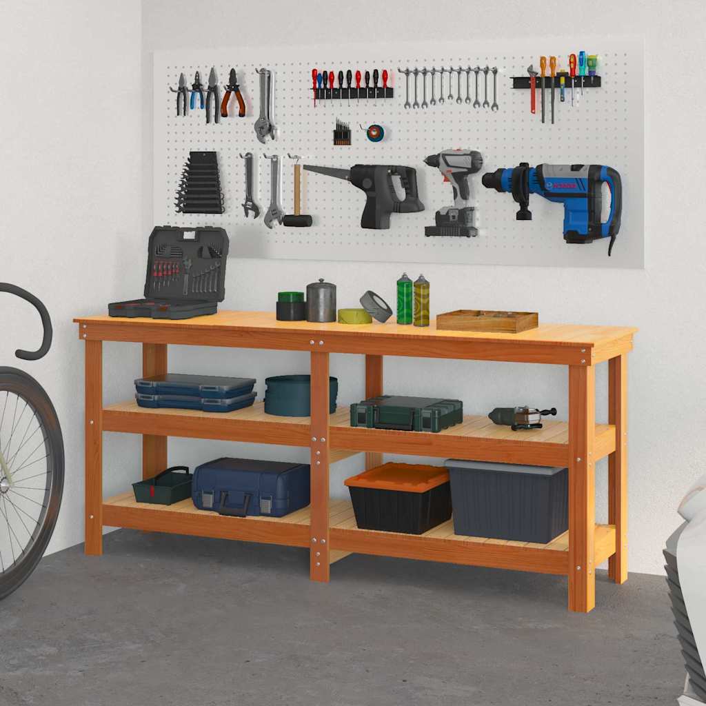 Vidaxl werkbank wasbruin 181,5 x 50 x 80 cm massief grenenhout