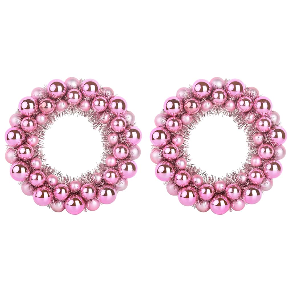 Vidaxl kerstbal kransen 2 pcs roze 33 x 33 x 7 cm polystyreen