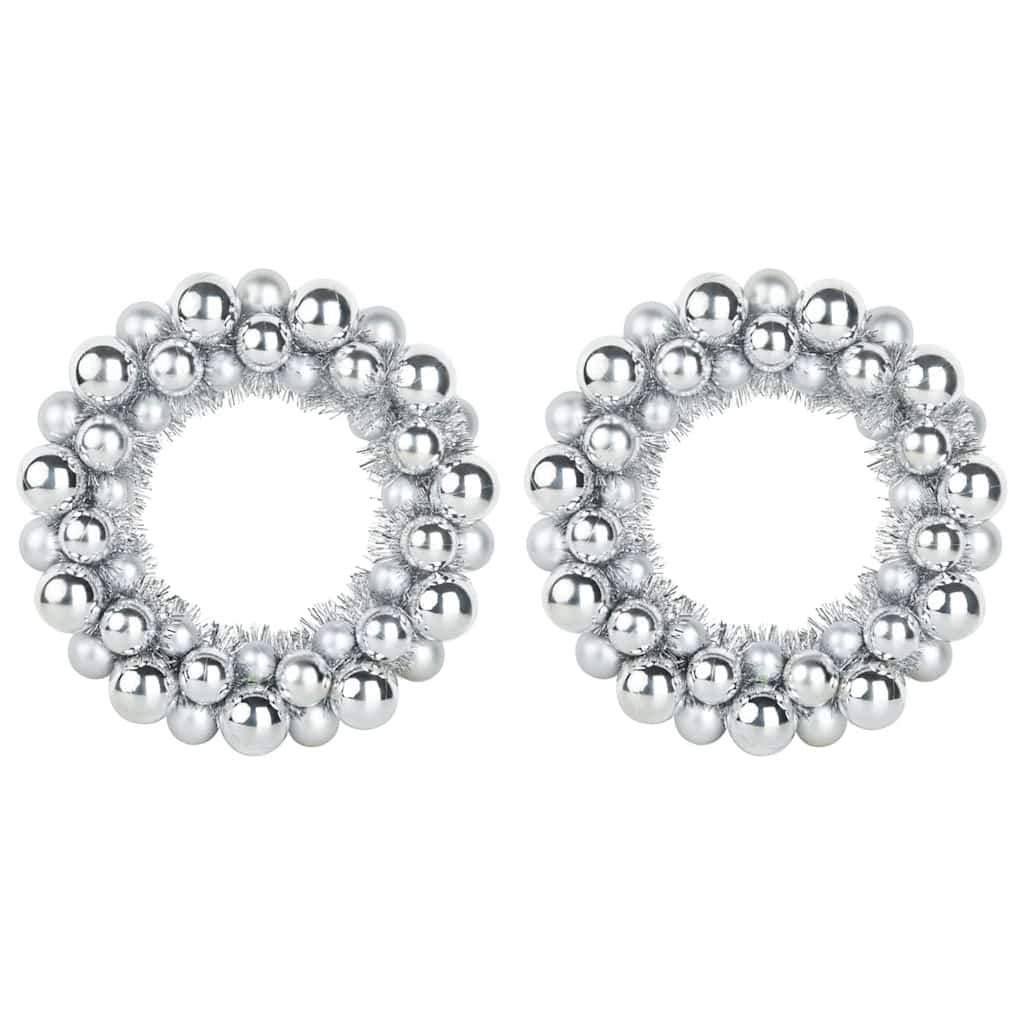 Vidaxl kerstbal kransen 2 pcs zilver 33 x 33 x 7 cm polystyreen