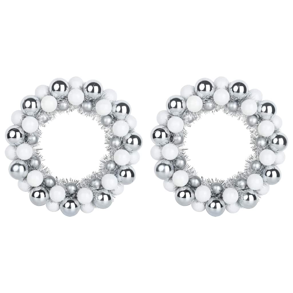 Vidaxl kerstbal kransen 2 pcs wit en zilver 33 x 33 x 7 cm polystyreen