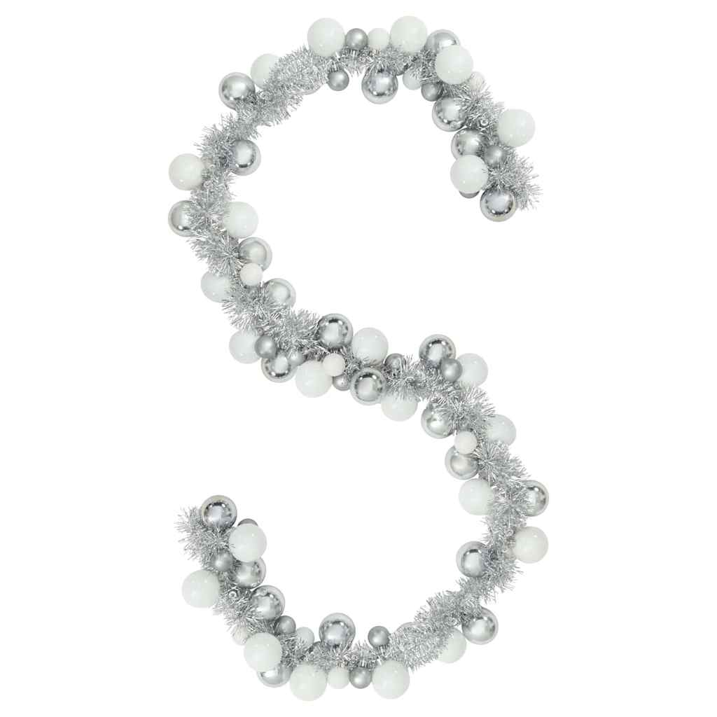 Vidaxl kerstbal guirlande wit en zilver 186 cm polystyreen