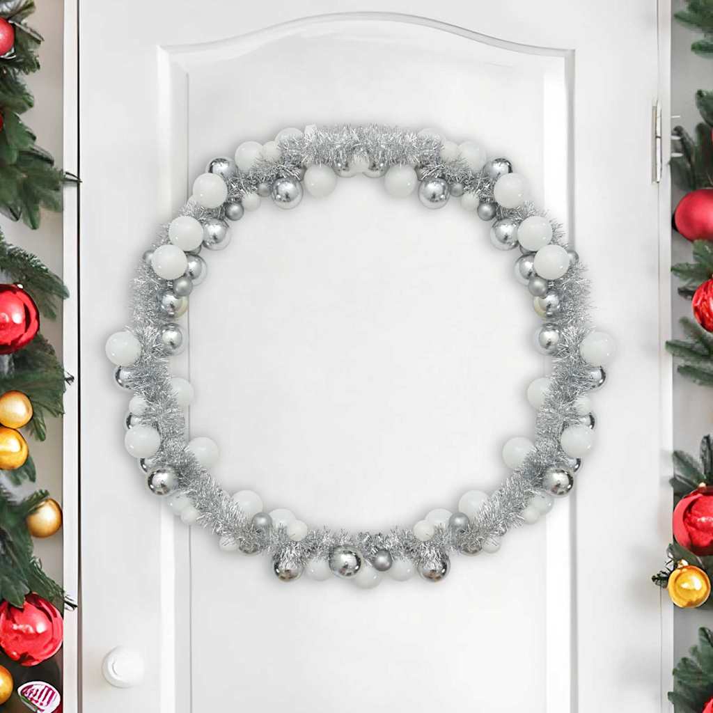 Vidaxl kerstbal guirlande wit en zilver 186 cm polystyreen