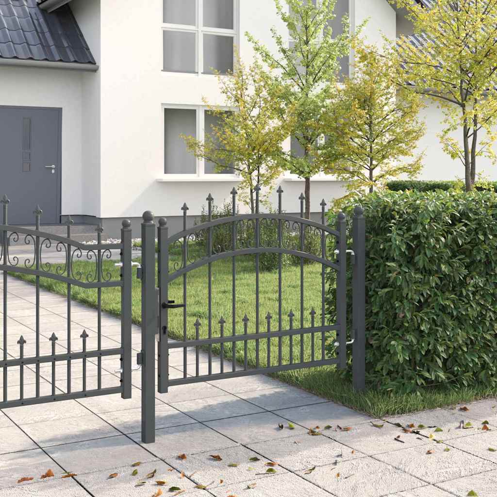 Vidaxl hekpoort met spear boven met slot grijs 103 x 75 cm staal