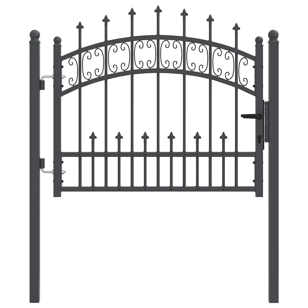 Vidaxl hekpoort met spear boven met slot grijs 103 x 75 cm staal