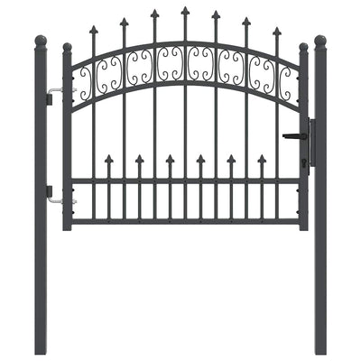 Puerta de valla VidaXL con lanza en la parte superior con cerradura gris 103 x 75 cm acero