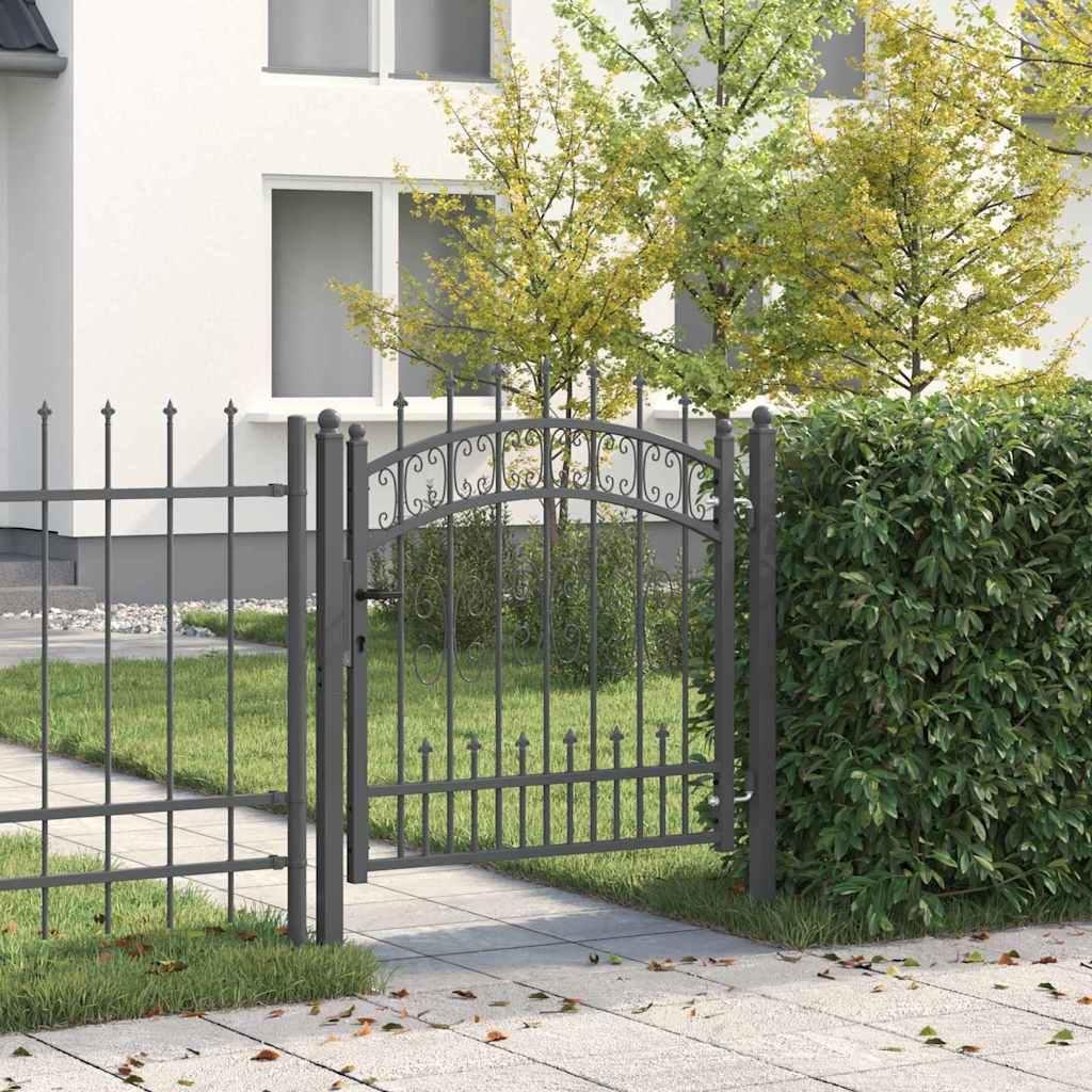 Vidaxl hekpoort met spear boven met slot grijs 103 x 100 cm staal