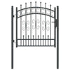 Puerta de valla VidaXL con lanza en la parte superior con cerradura gris 103 x 100 cm acero