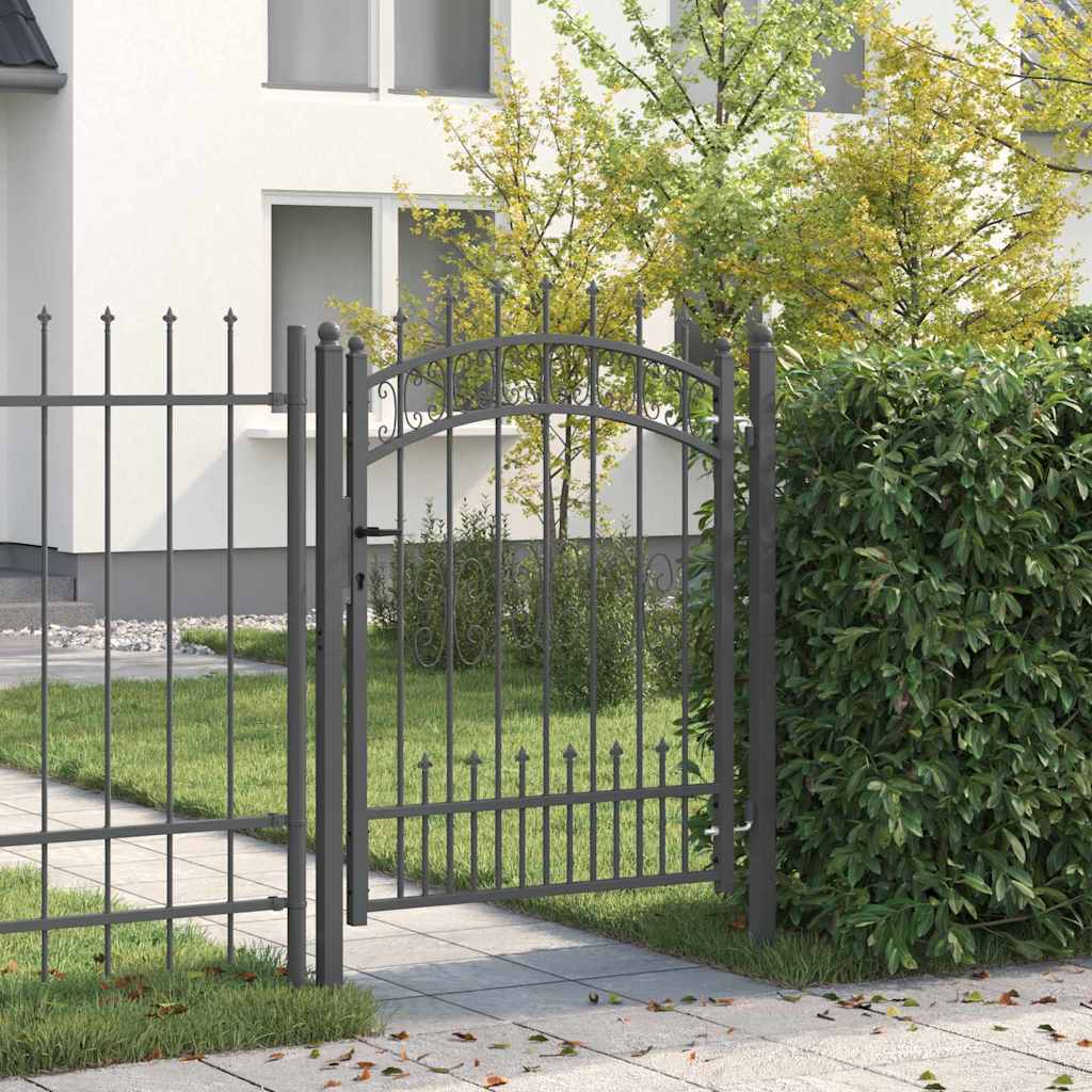 Vidaxl hekpoort met spear boven met slot grijs 103 x 175 cm staal