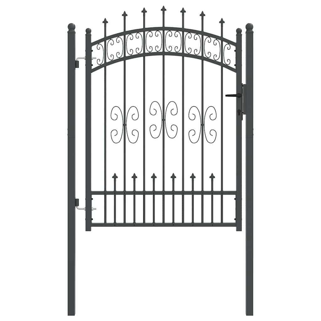 Vidaxl hekpoort met spear boven met slot grijs 103 x 175 cm staal