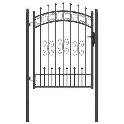 Puerta de valla VidaXL con lanza en la parte superior con cerradura gris 103 x 175 cm acero