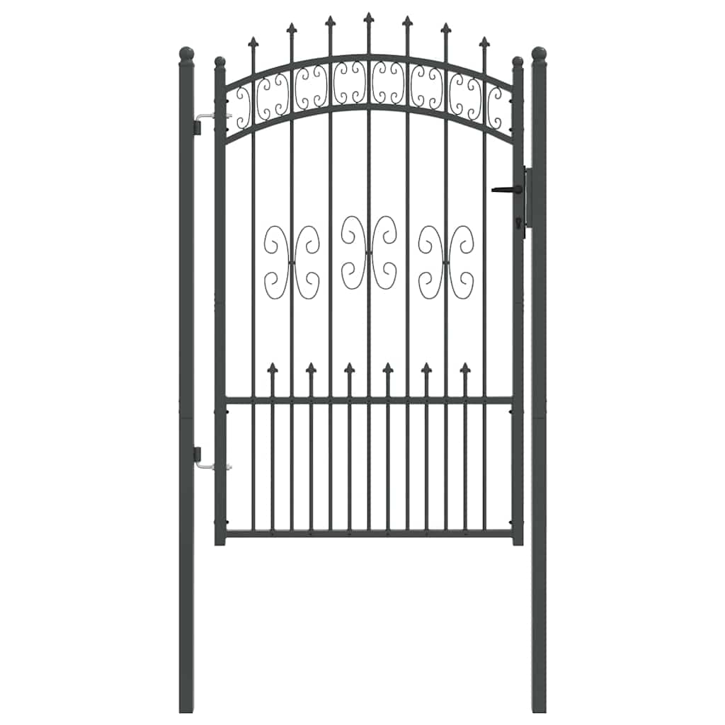 Vidaxl hekpoort met spear boven met slot grijs 103 x 200 cm staal