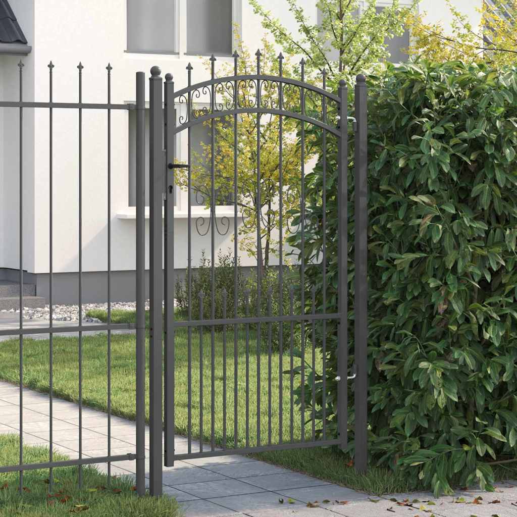 Vidaxl hekpoort met spear boven met slot grijs 103 x 175 cm staal
