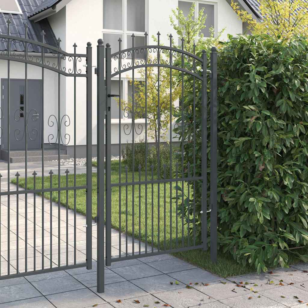 Vidaxl hekpoort met spear boven met slot grijs 103 x 175 cm staal