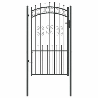Puerta de valla VidaXL con lanza en la parte superior con cerradura gris 103 x 175 cm acero